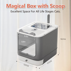 LCZLBRRD litter box drawer with scoop enables quick waste removal.