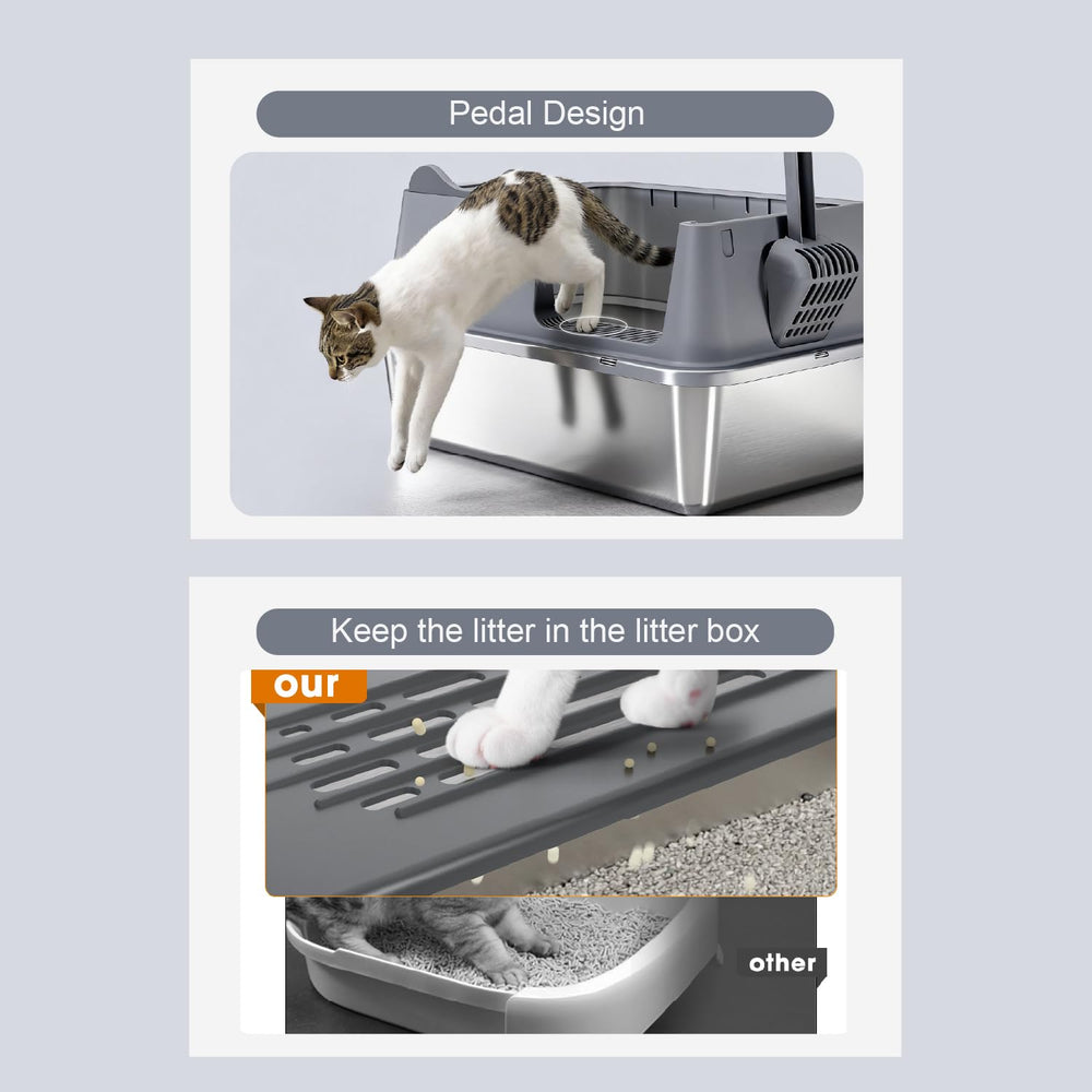 LCZLBRRD pedal-design image demonstrates reduced litter tracking near the box.
