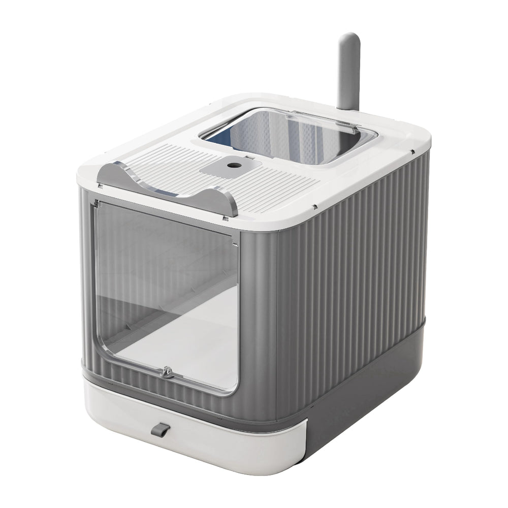 LCZLBRRD upgraded fully enclosed litter box with lid for mess-free indoor use.
