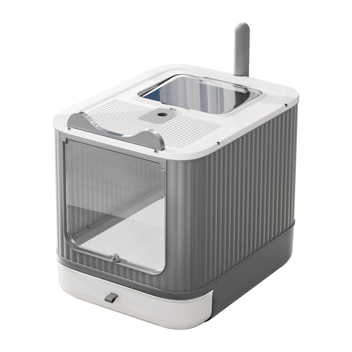 LCZLBRRD upgraded fully enclosed litter box with lid for mess-free indoor use.