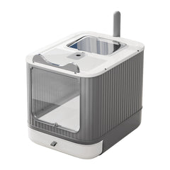 LCZLBRRD upgraded fully enclosed litter box with lid for mess-free indoor use.