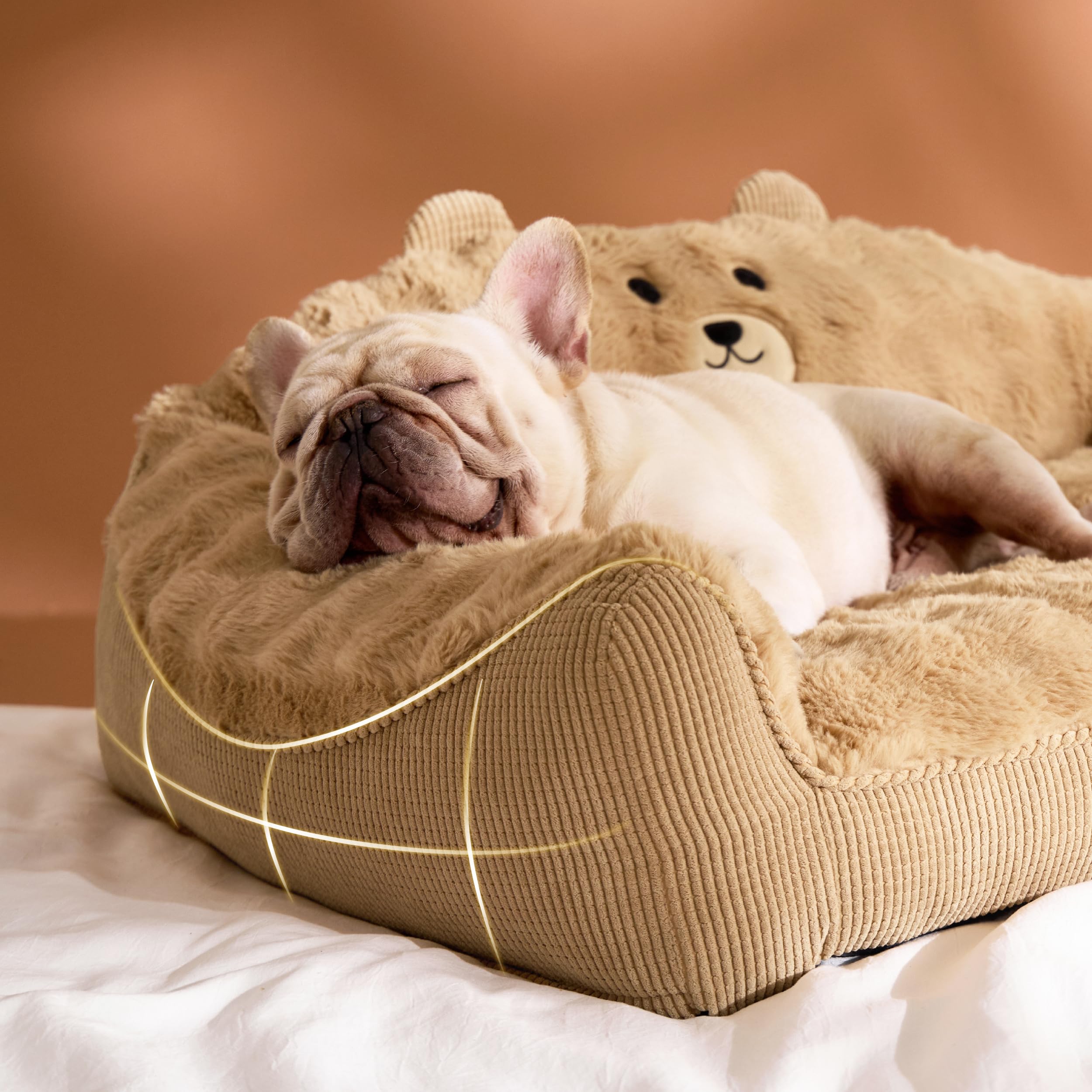 LE SURE bear-design dog bed side bolsters support neck and spine