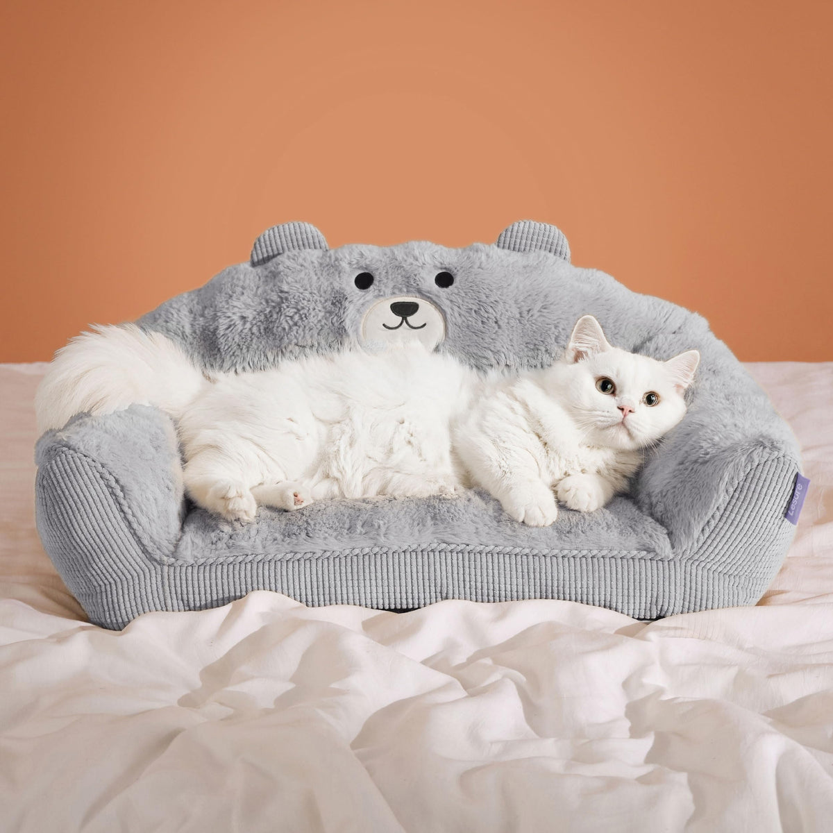 LE SURE Cute Cat Couch bear-design close-up for cozy naps.