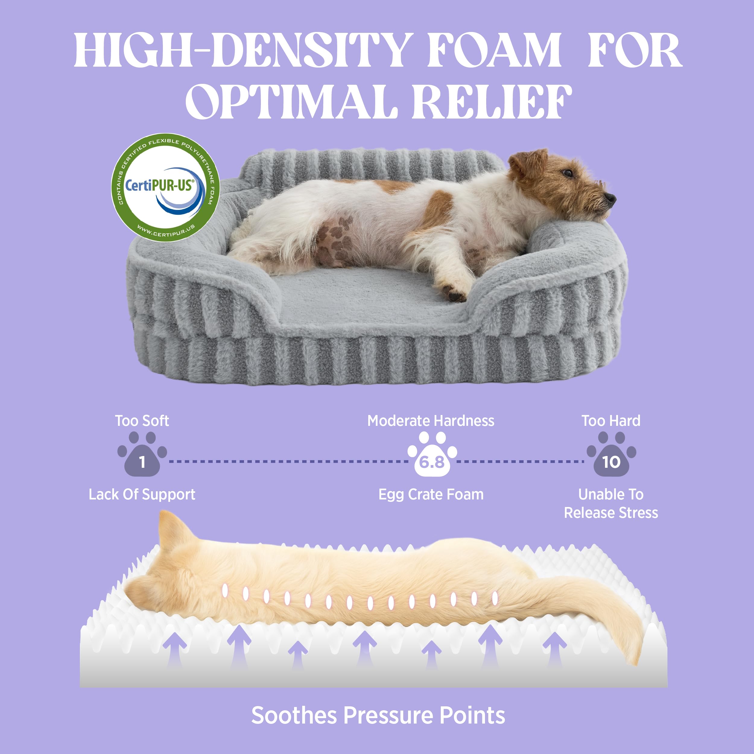 LE SURE dog bed high-back support bolster for head and neck comfort