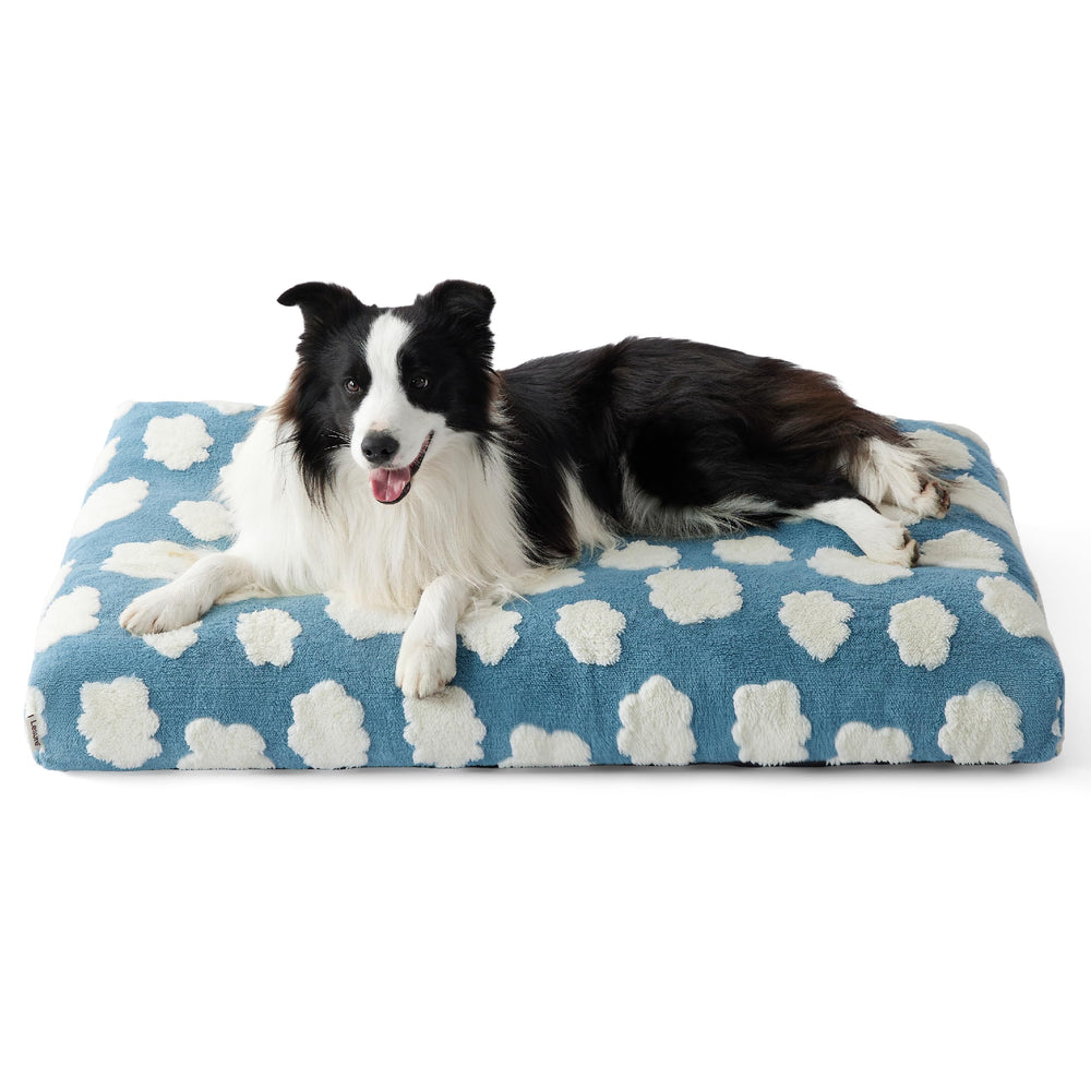 LE SURE cute large dog bed crate-shredded-foam blue provides cozy support for pets