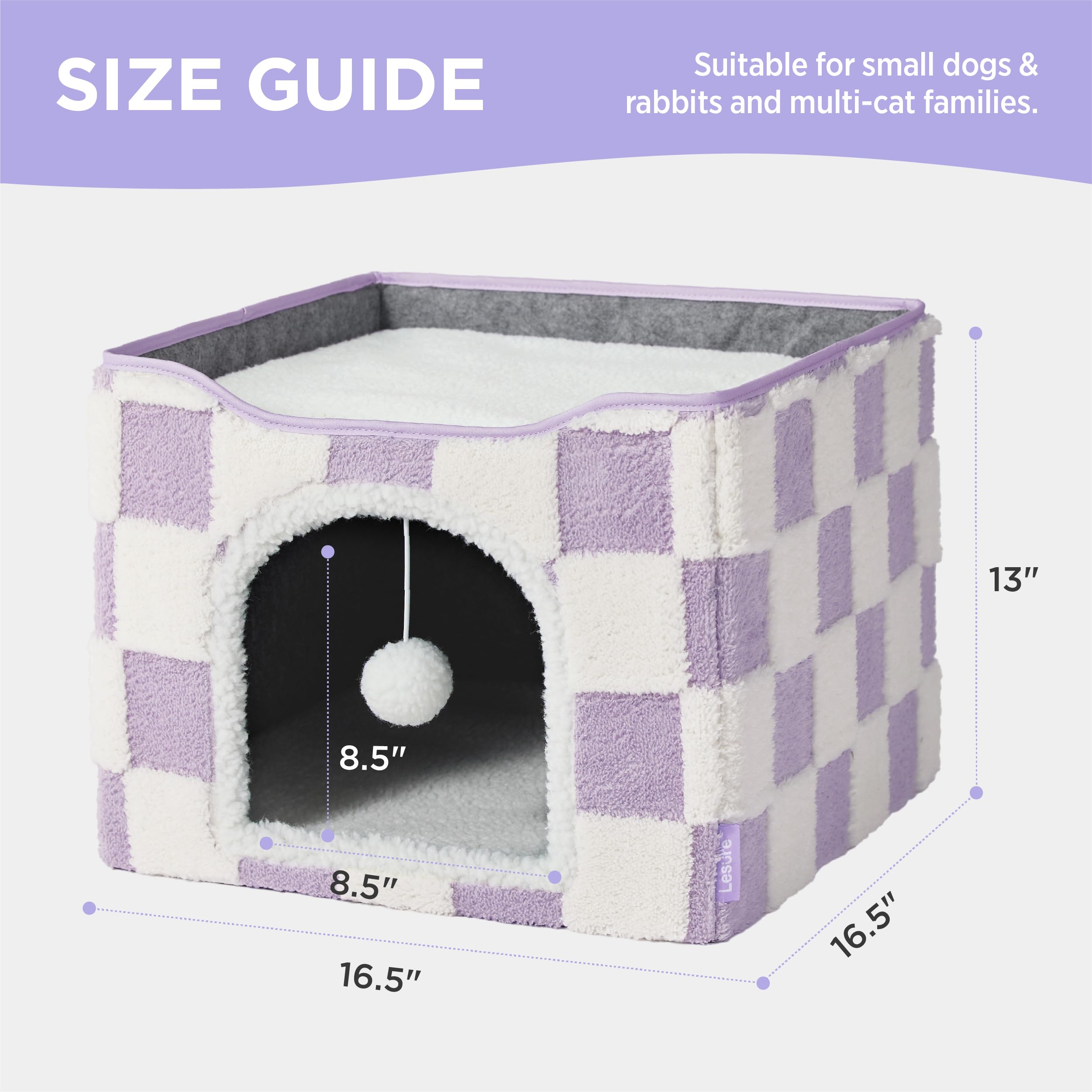 LE SURE dimensions 16.5x16.5x13 image reveals roomy cat cave