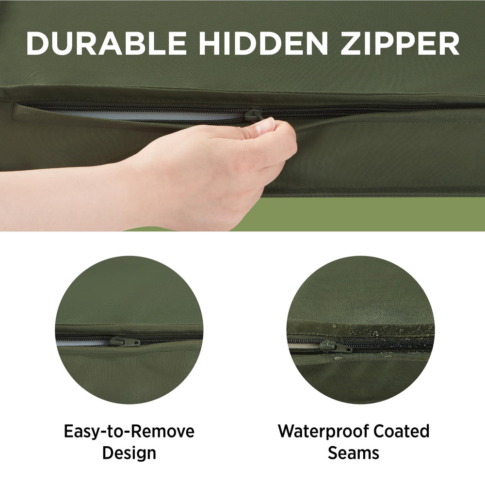 LE SURE dog bed cover green folded view illustrates simple replacement and storage convenience.