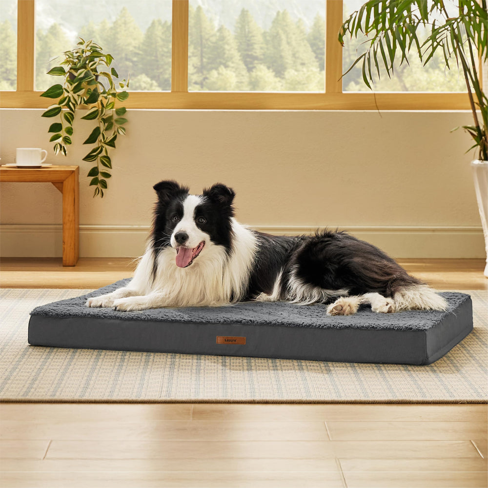 LE SURE dog bed cover replacement on foam mat 36x27 illustrates seamless fit