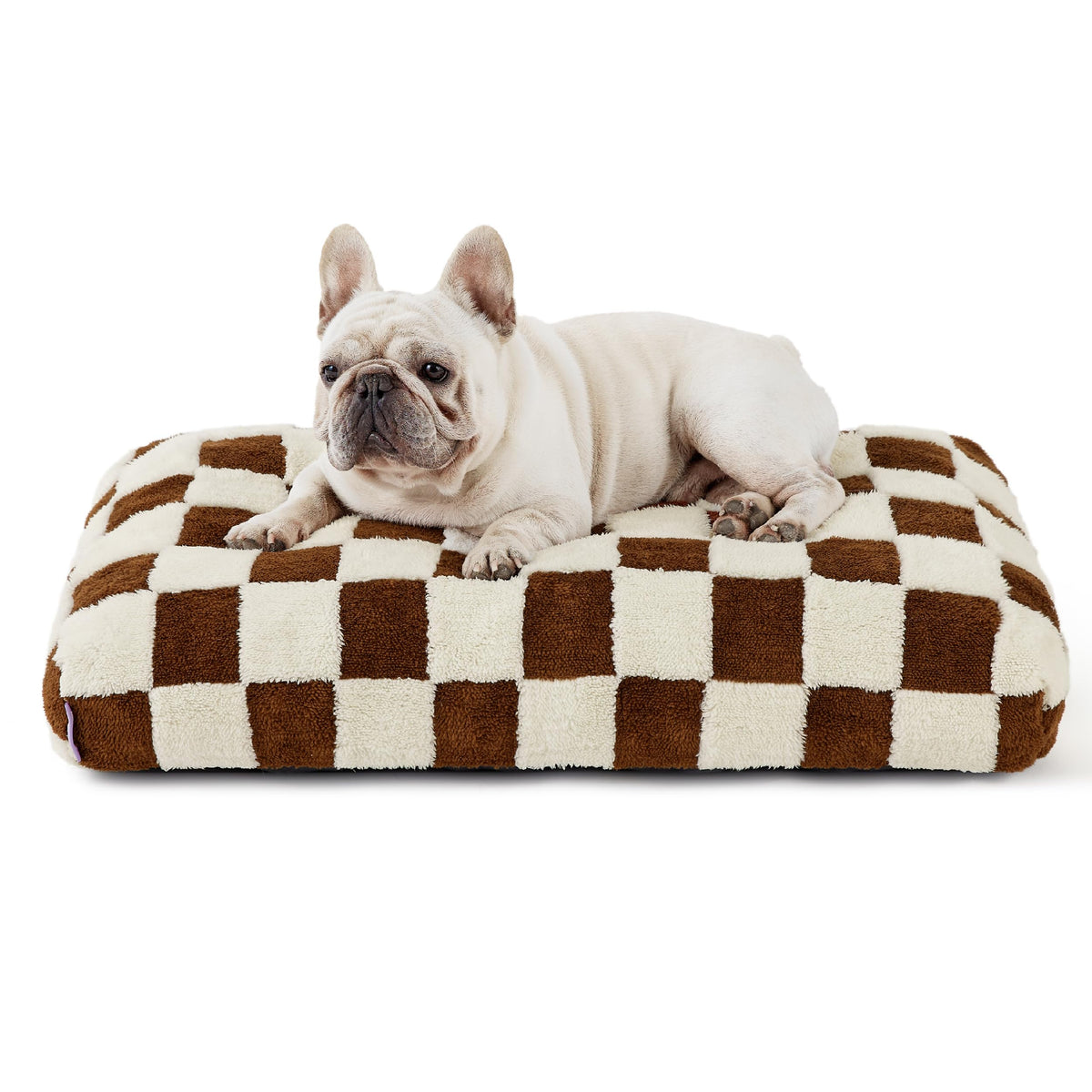 LE SURE dog bed front view in brown plush cover for cozy rest.