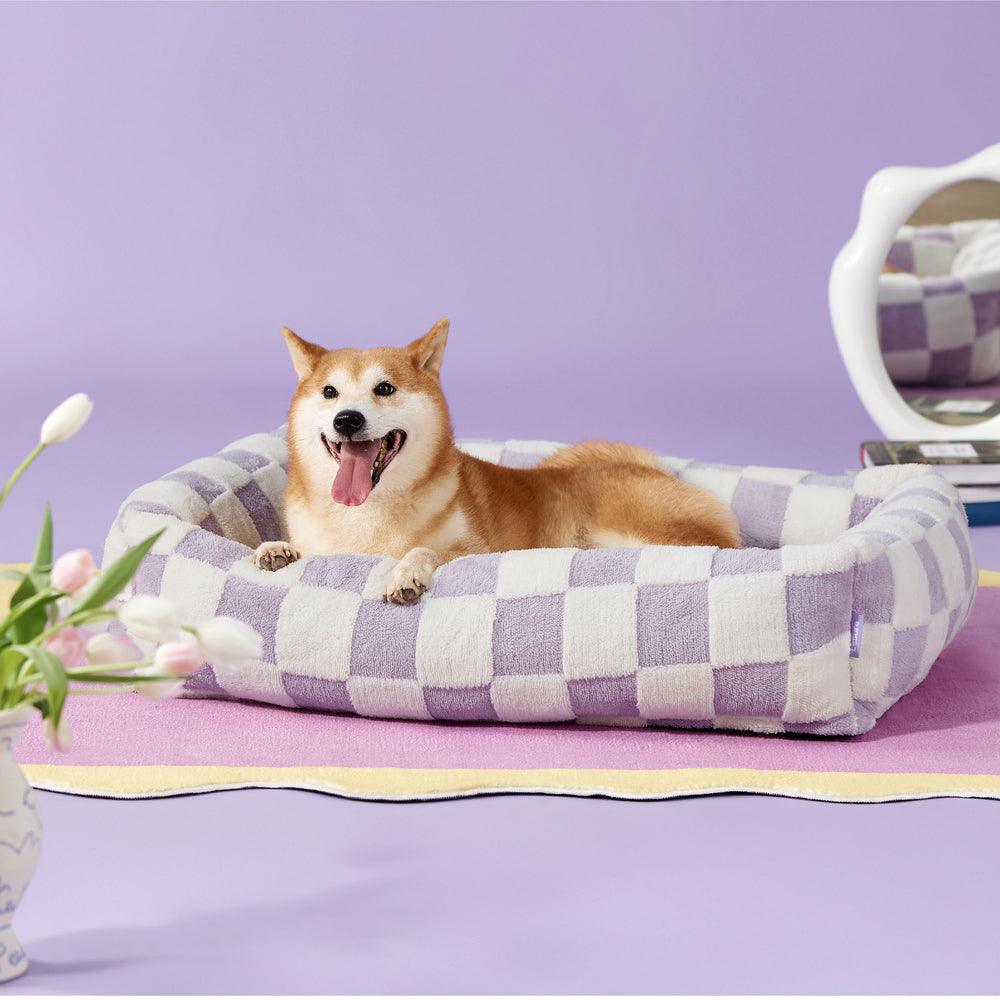 LE SURE dog bed jacquard shaggy plush closeup for cozy texture and style