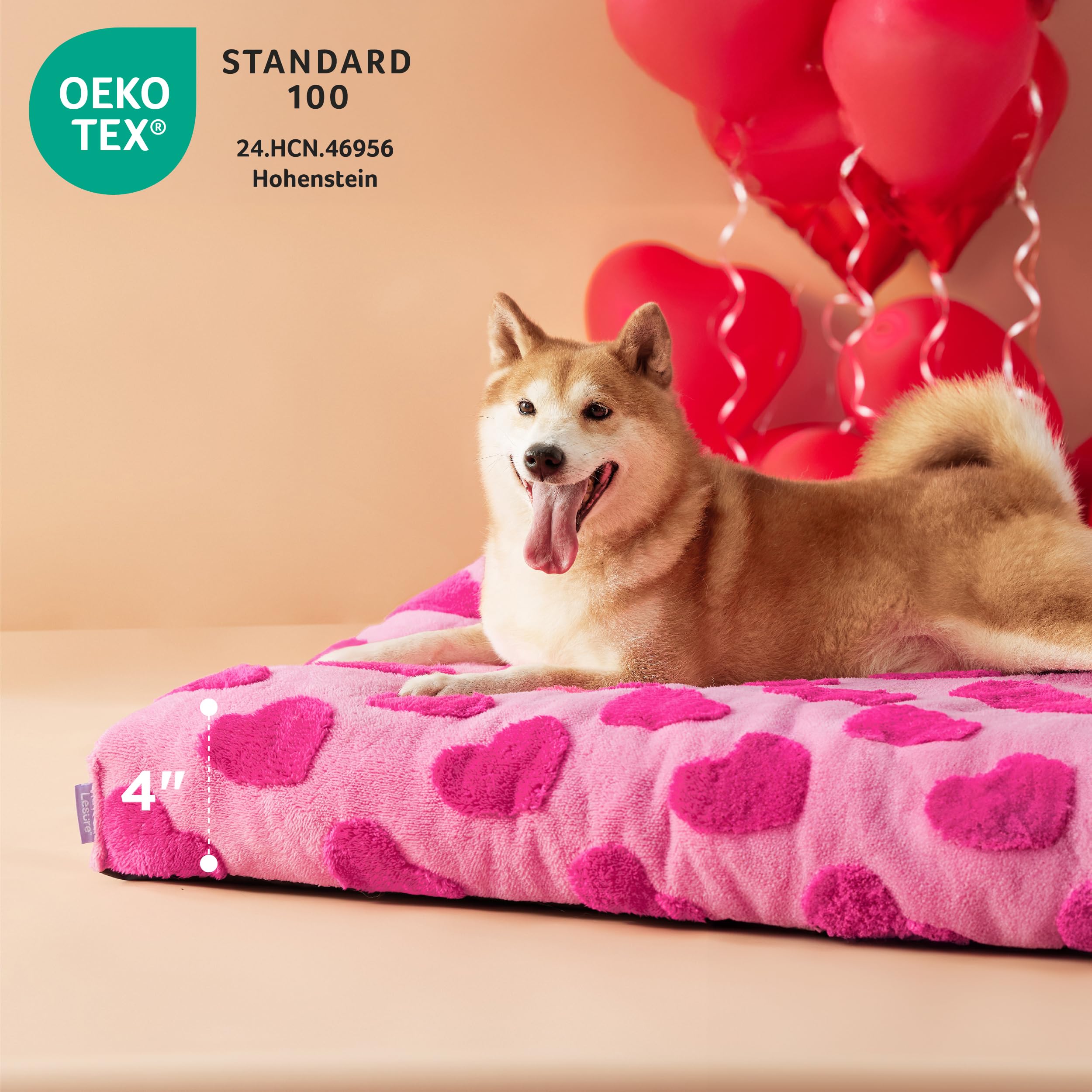 LE SURE dog bed large foam pink cover removable emphasizes easy cleaning