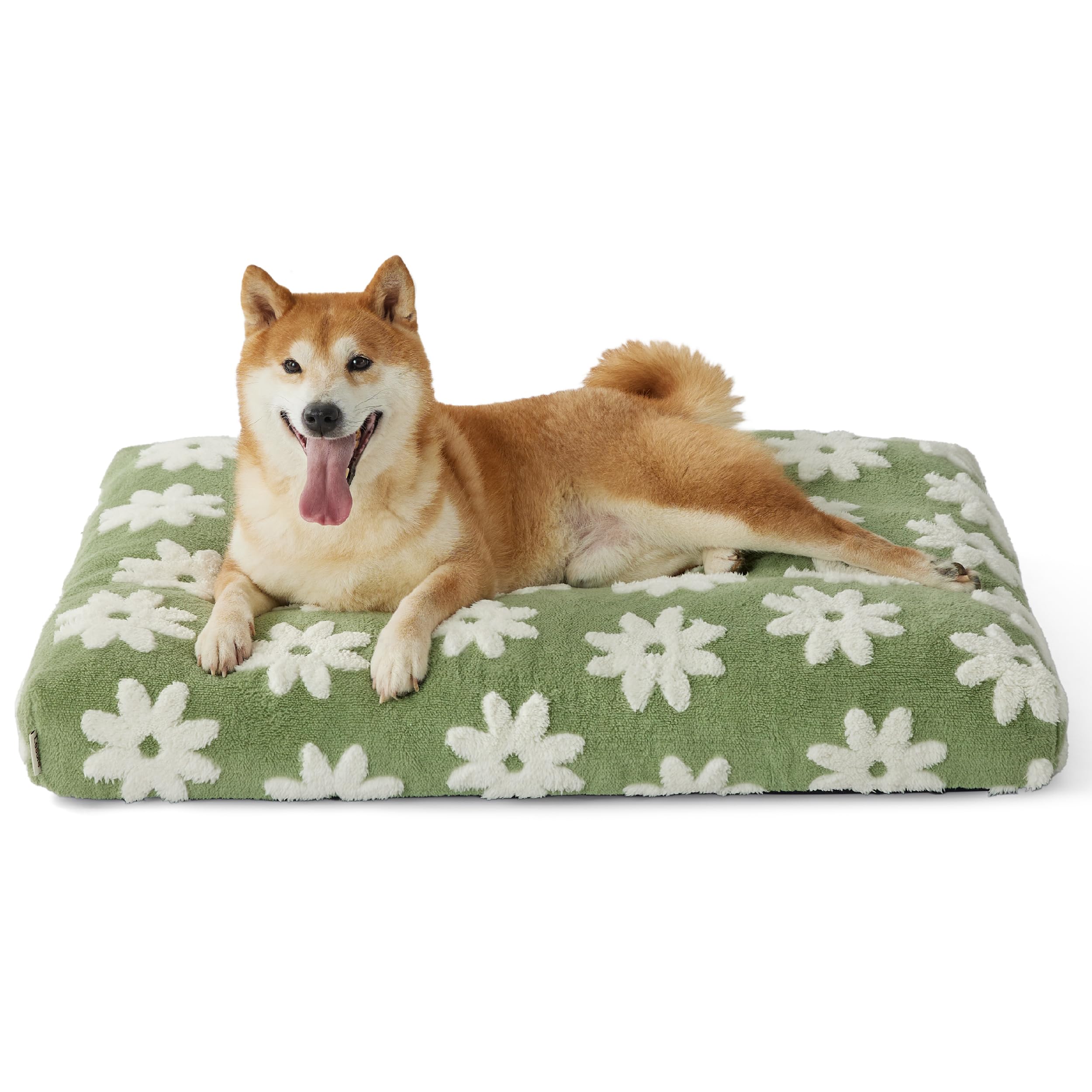 LE SURE Dog Bed Large Green Colorway blends with home decor