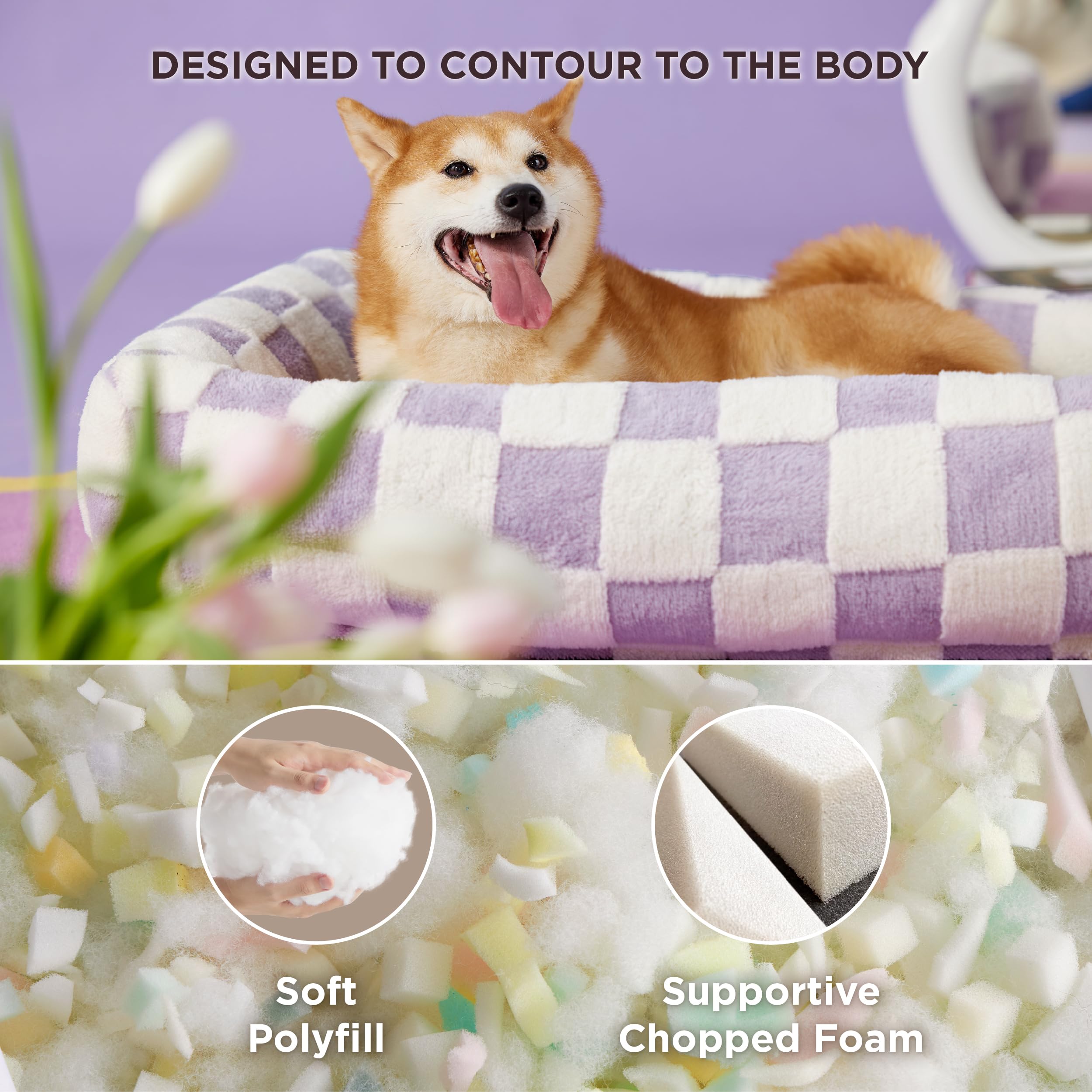 LE SURE dog bed large rectangle side view showing stable anti-slip lounging on floor