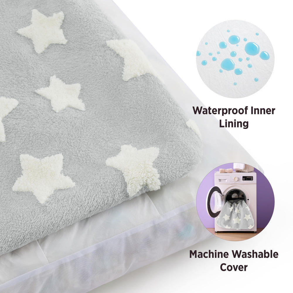 LE SURE sherpa cover adds plush warmth and cuddly feel.
