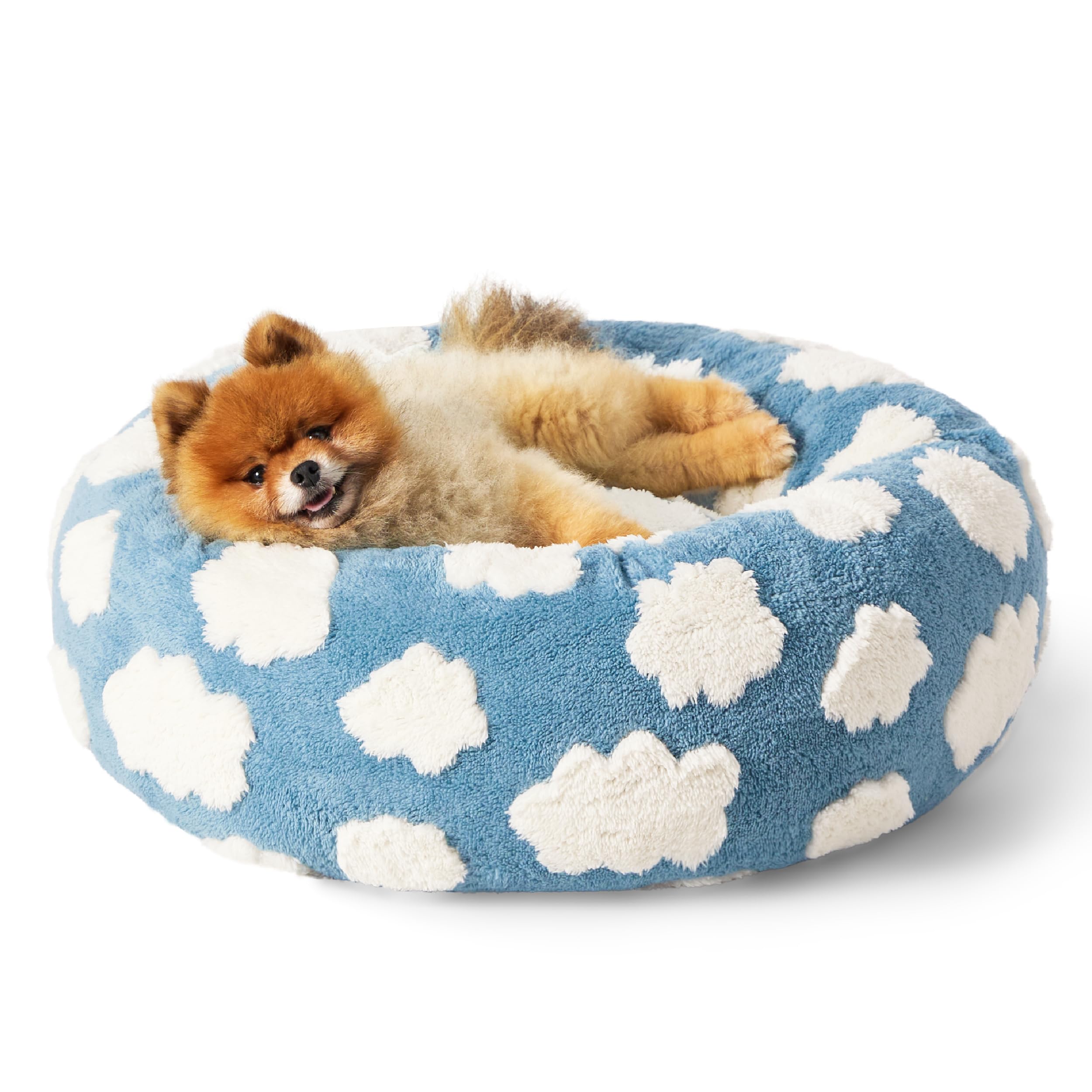 LE SURE Donut Bed blue round for small dogs delivers cozy lounging and warmth