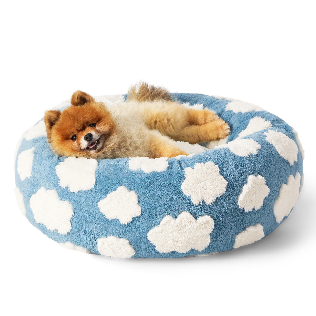 LE SURE Donut Bed blue round for small dogs delivers cozy lounging and warmth