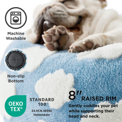 LE SURE Donut Dog Bed cover closeup highlights removable, washer-friendly fabric
