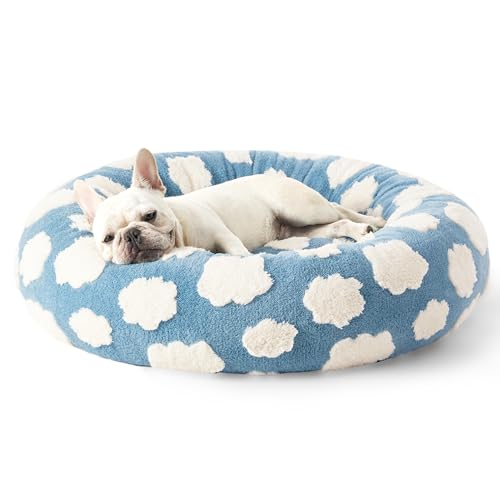 LE SURE Donut Dog Bed front view shows cozy round bed for snuggling warmth