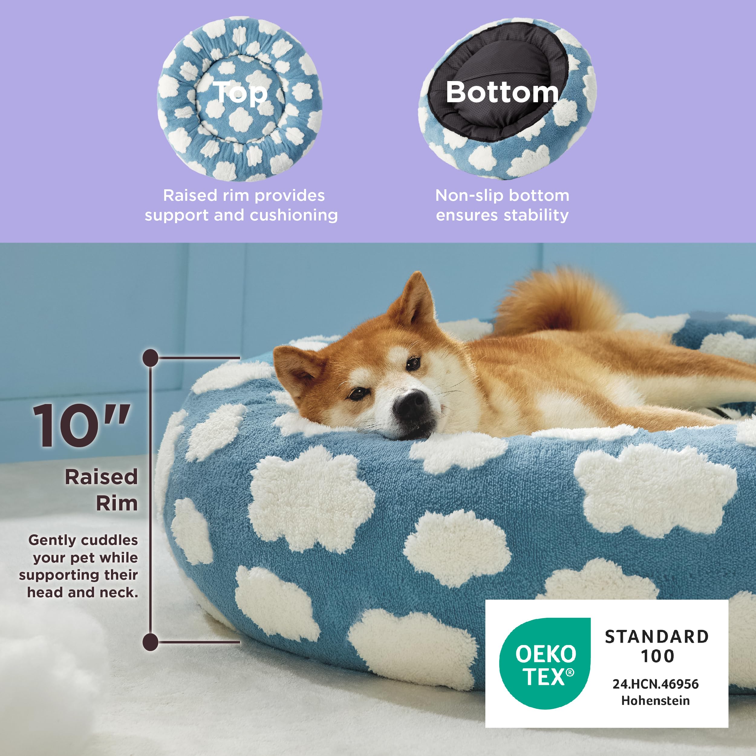 LE SURE Donut Dog Bed pattern close-up showing Bow design for stylish space