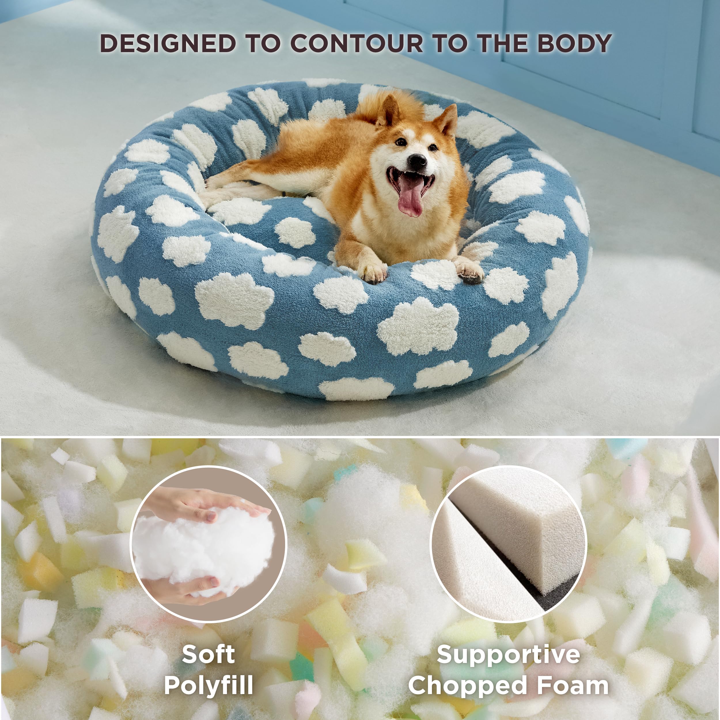 LE SURE Donut Dog Bed raised bolsters support for head and neck
