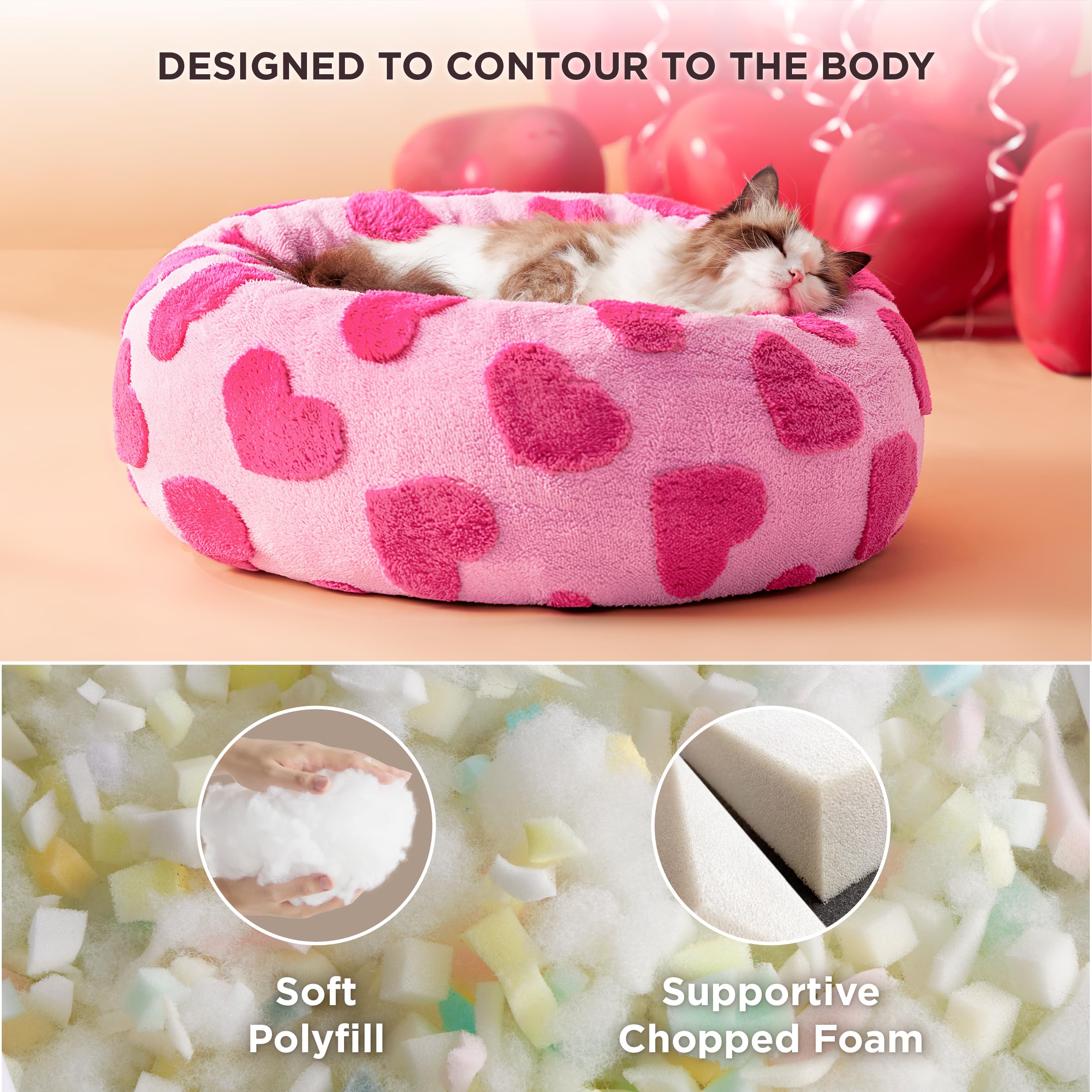 LE SURE donut small dog bed foam close-up reveals supportive core for joints
