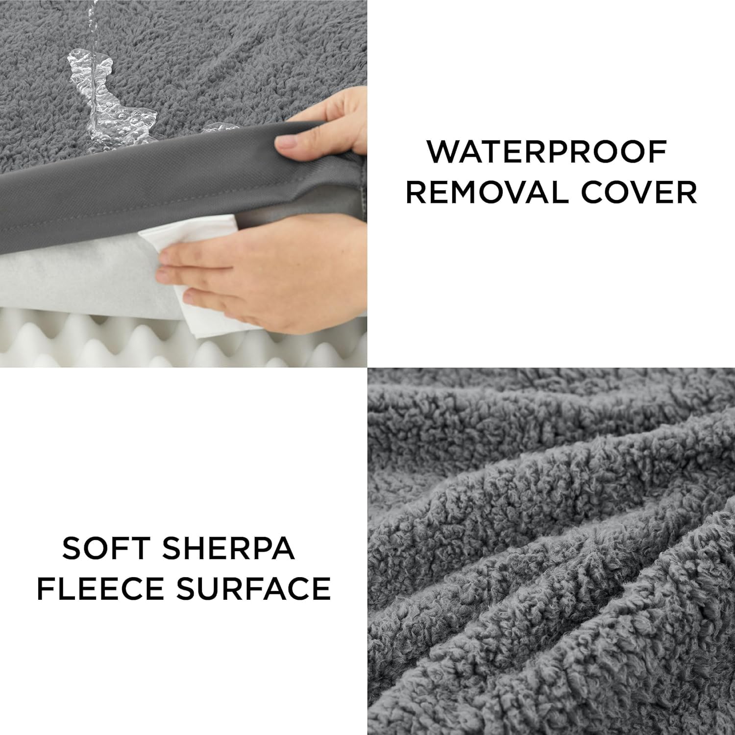 LE SURE dot-grip non-slip base detail helps keep bed in place
