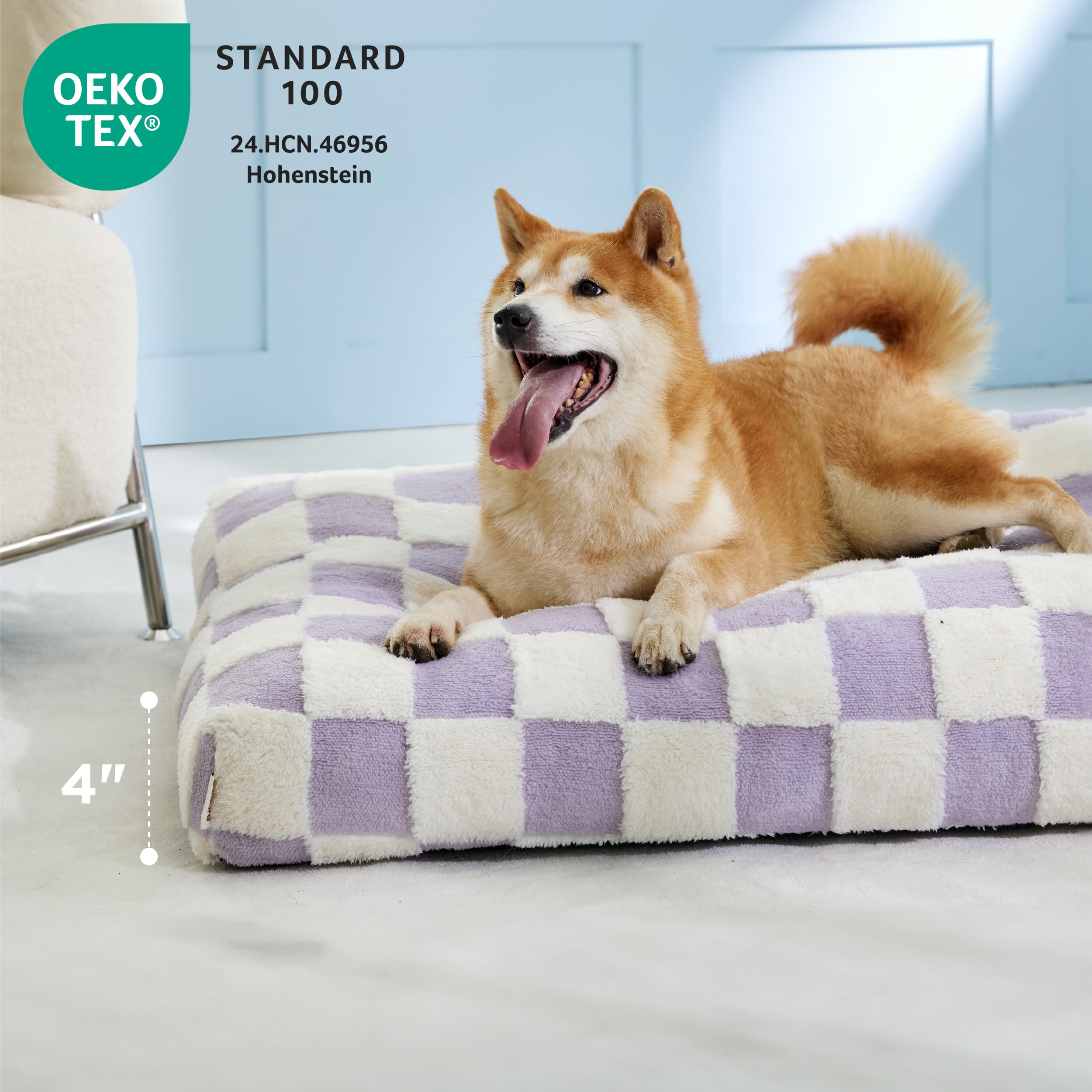 LE SURE Extra Large Dog Bed plush cover closeup highlights soft sherpa texture for warmth