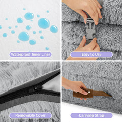 LE SURE foldable human dog bed double bolster close-up shows support