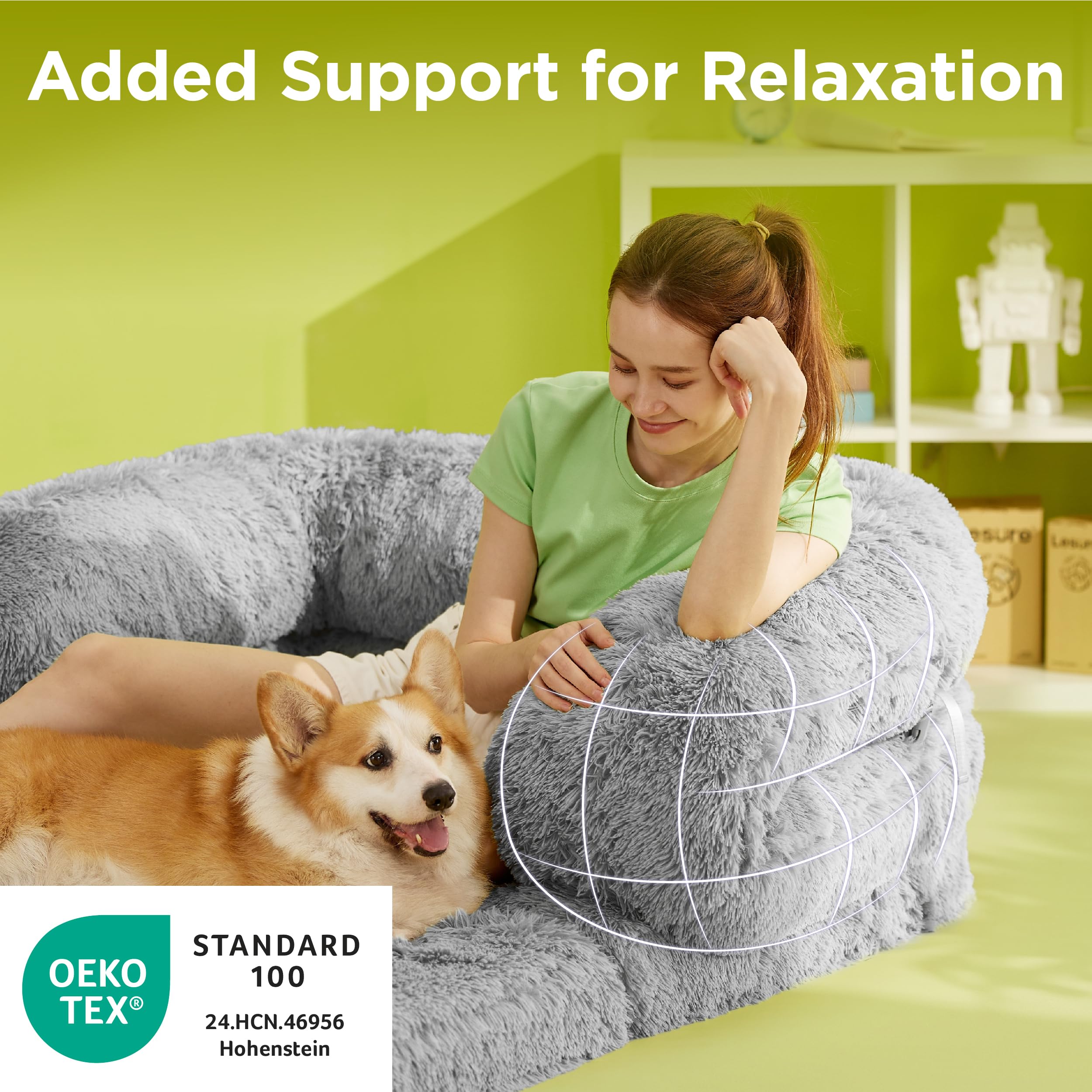 LE SURE foldable human dog bed egg crate foam supports joints