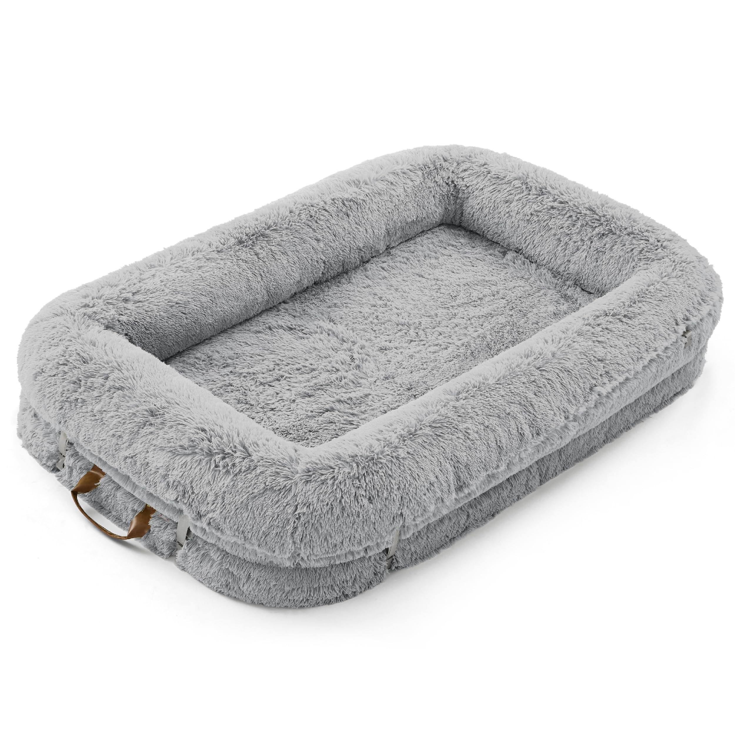 LE SURE foldable human dog bed faux fur detail adds cozy calm