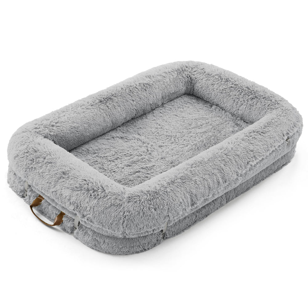 LE SURE foldable human dog bed faux fur detail adds cozy calm