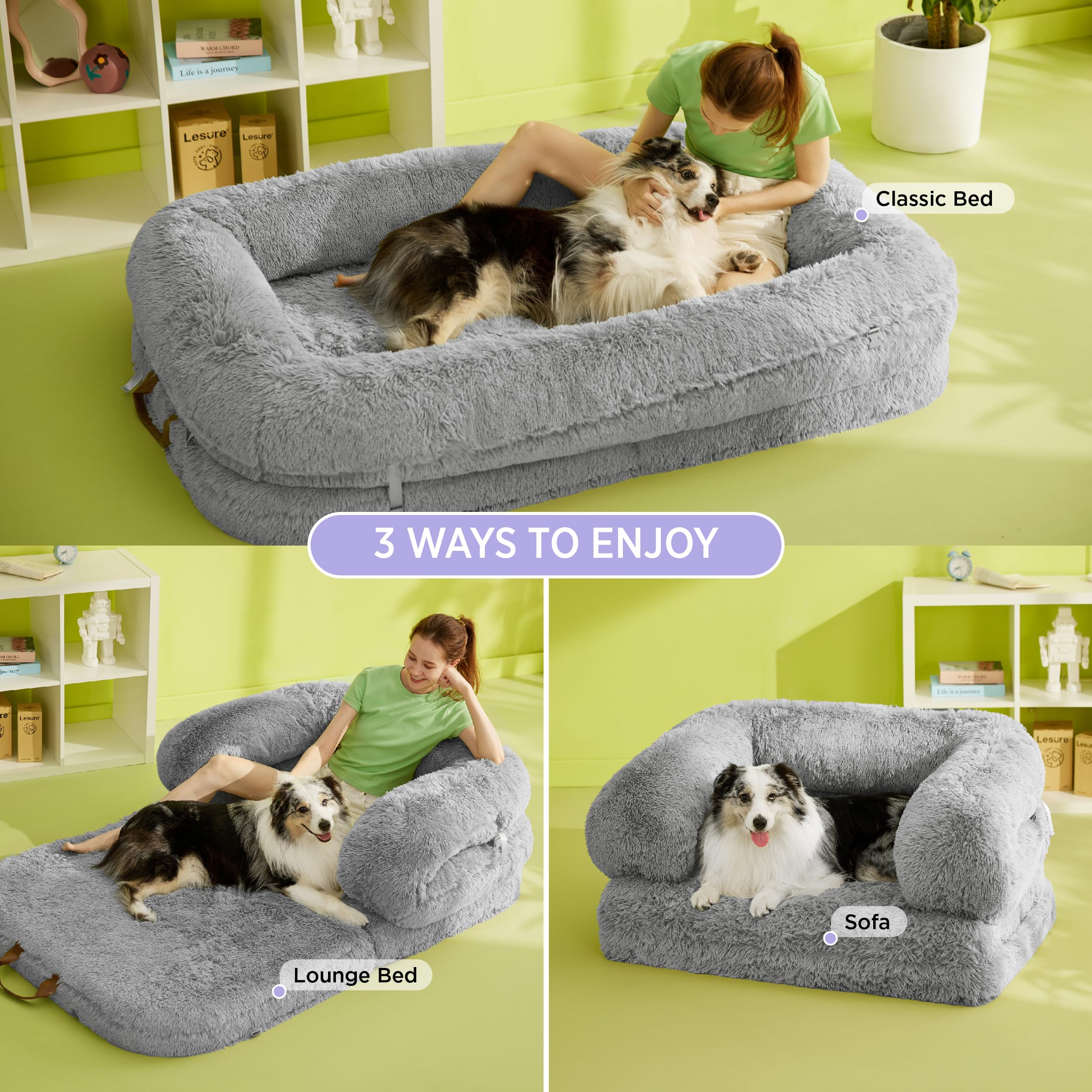 LE SURE foldable human dog bed lounge mode ideal for study breaks