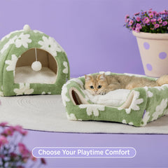 LE SURE Lesure 2-in-1 flat bed mode for versatile kitten lounging