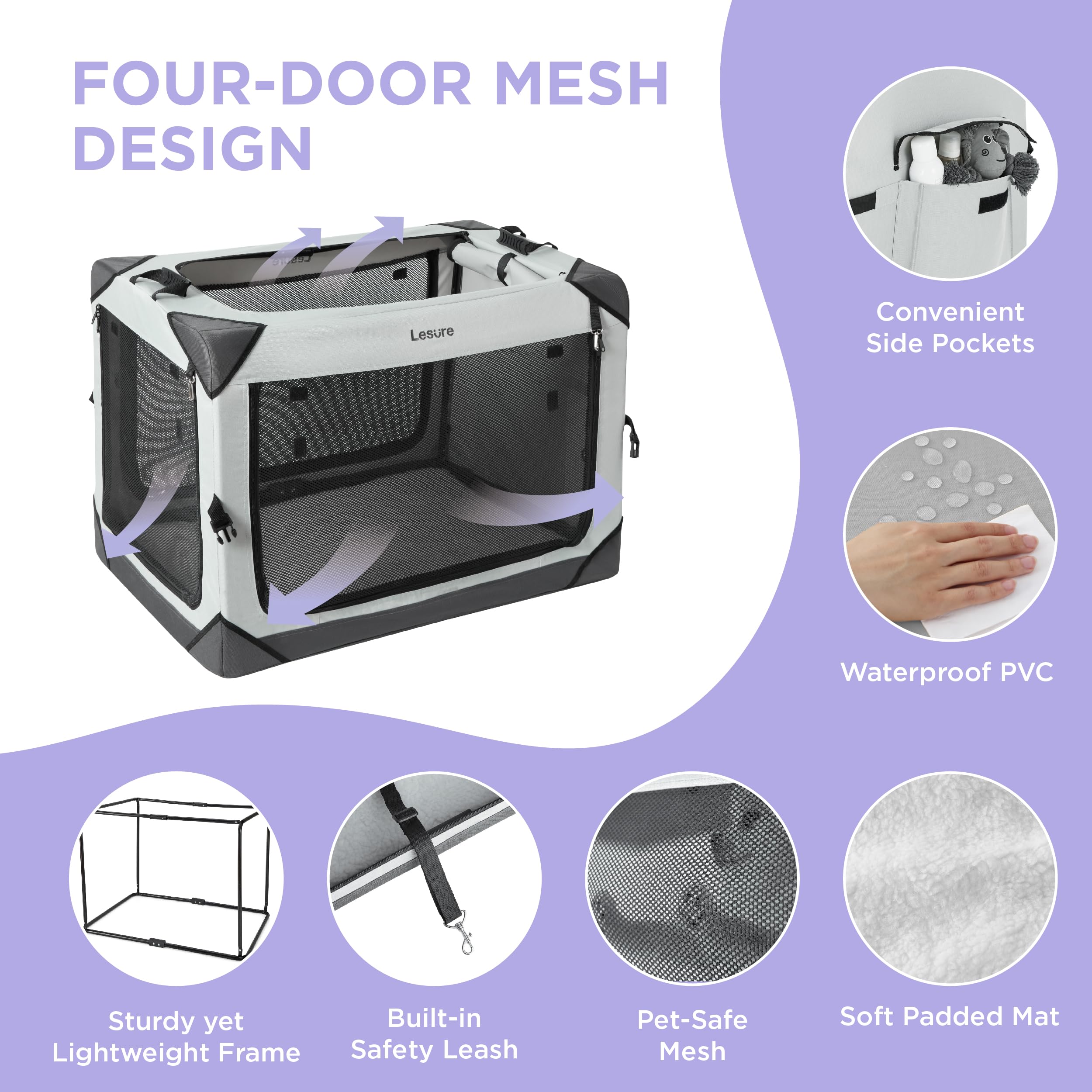 LE SURE Lesure collapsible crate lightweight portability with handle for car travel or indoor setup