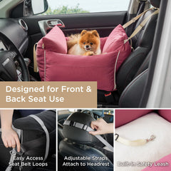LE SURE Lesure car seat back view in rose red for comfy rides