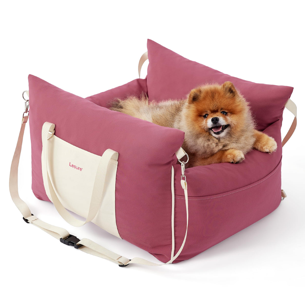 LE SURE Lesure small dog car seat front view offers secure travel