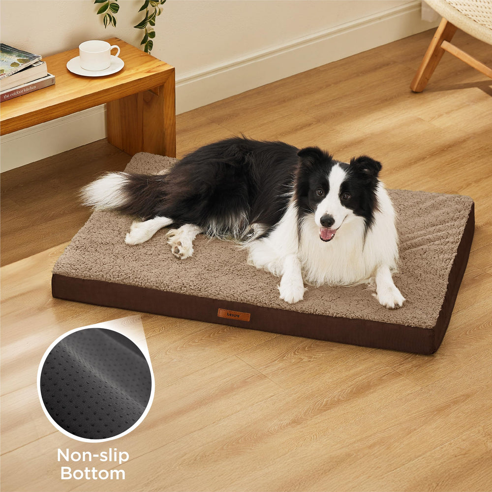 LE SURE dog bed cover large brown breathable-fabric closeup for year-round comfort.