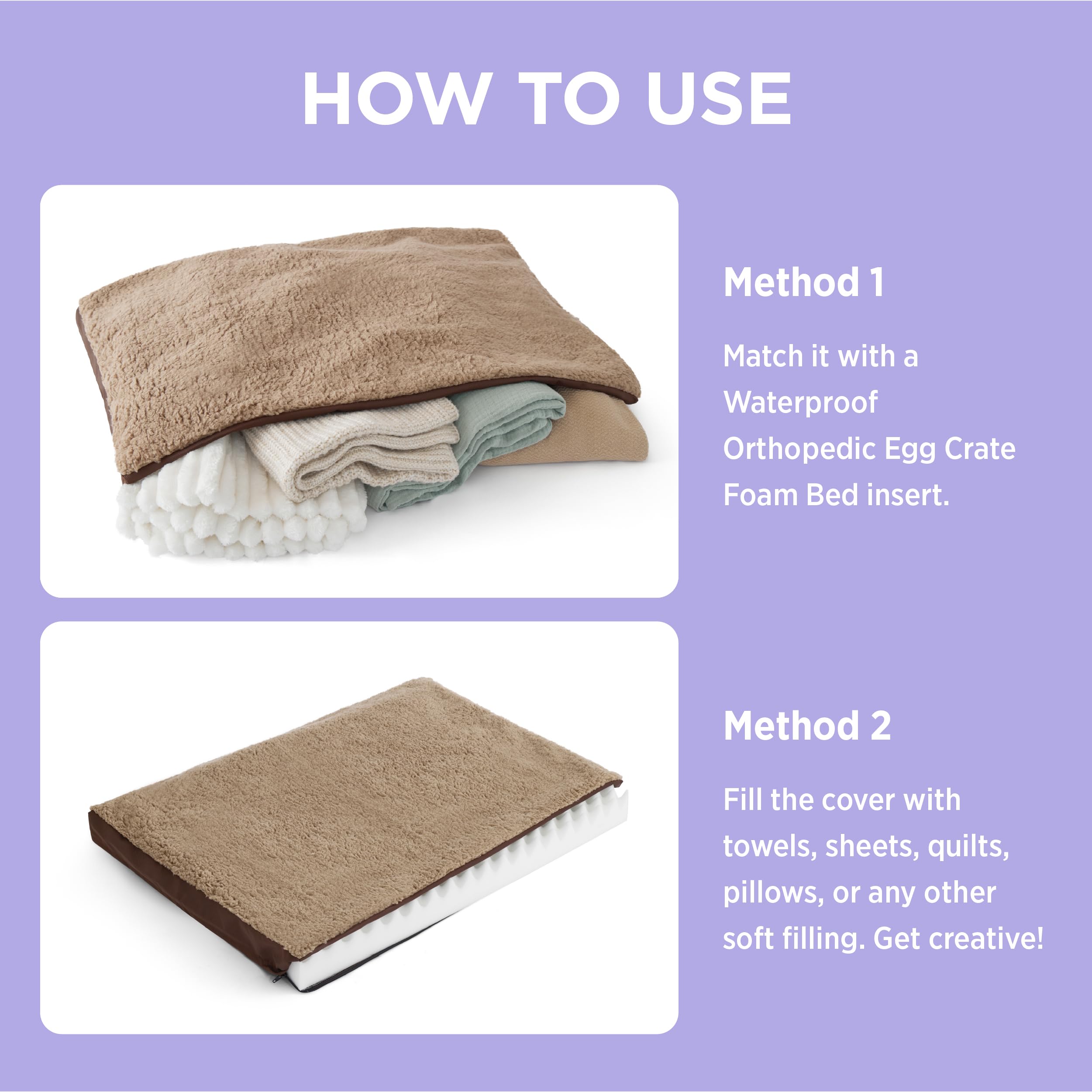 LE SURE dog bed cover large brown machine-washable for easy care.