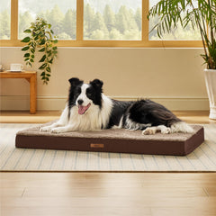LE SURE dog bed cover large brown non-slip-base underside closeup for secure placement.