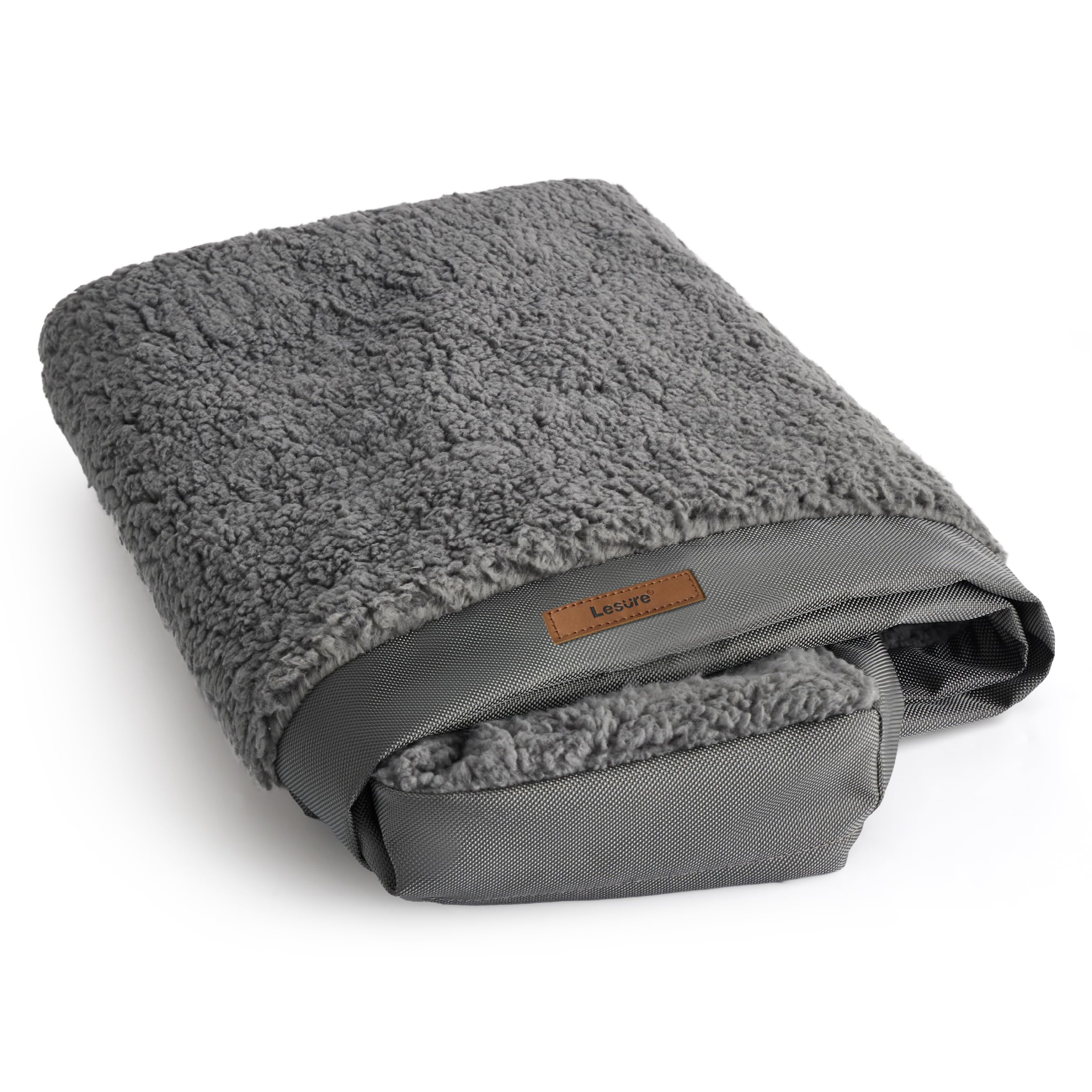 LE SURE Washable Dog Bed Cover—plush sherpa top for warm, cozy naps.