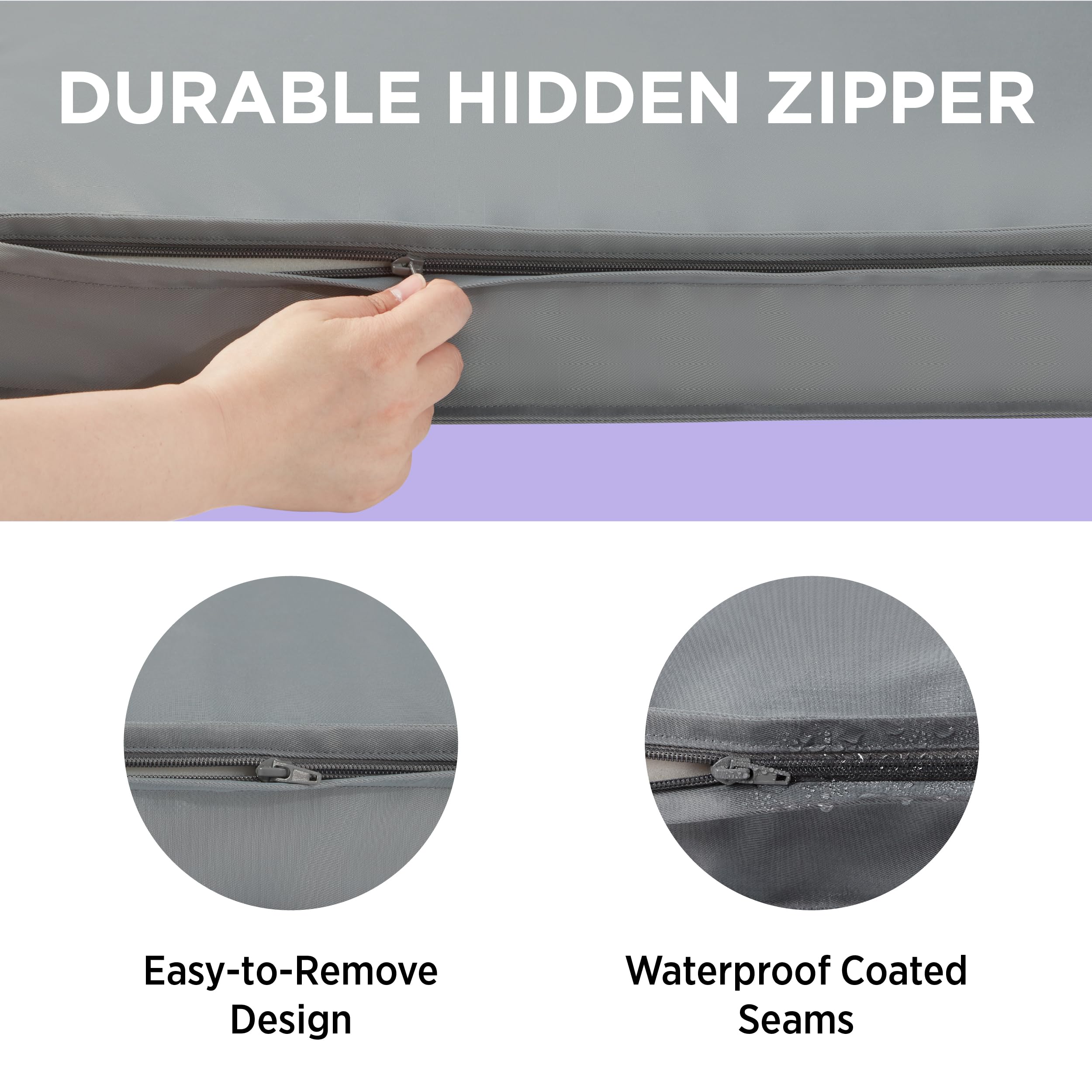 LE SURE waterproof bed cover on a mat demonstrates real-life fit and look.