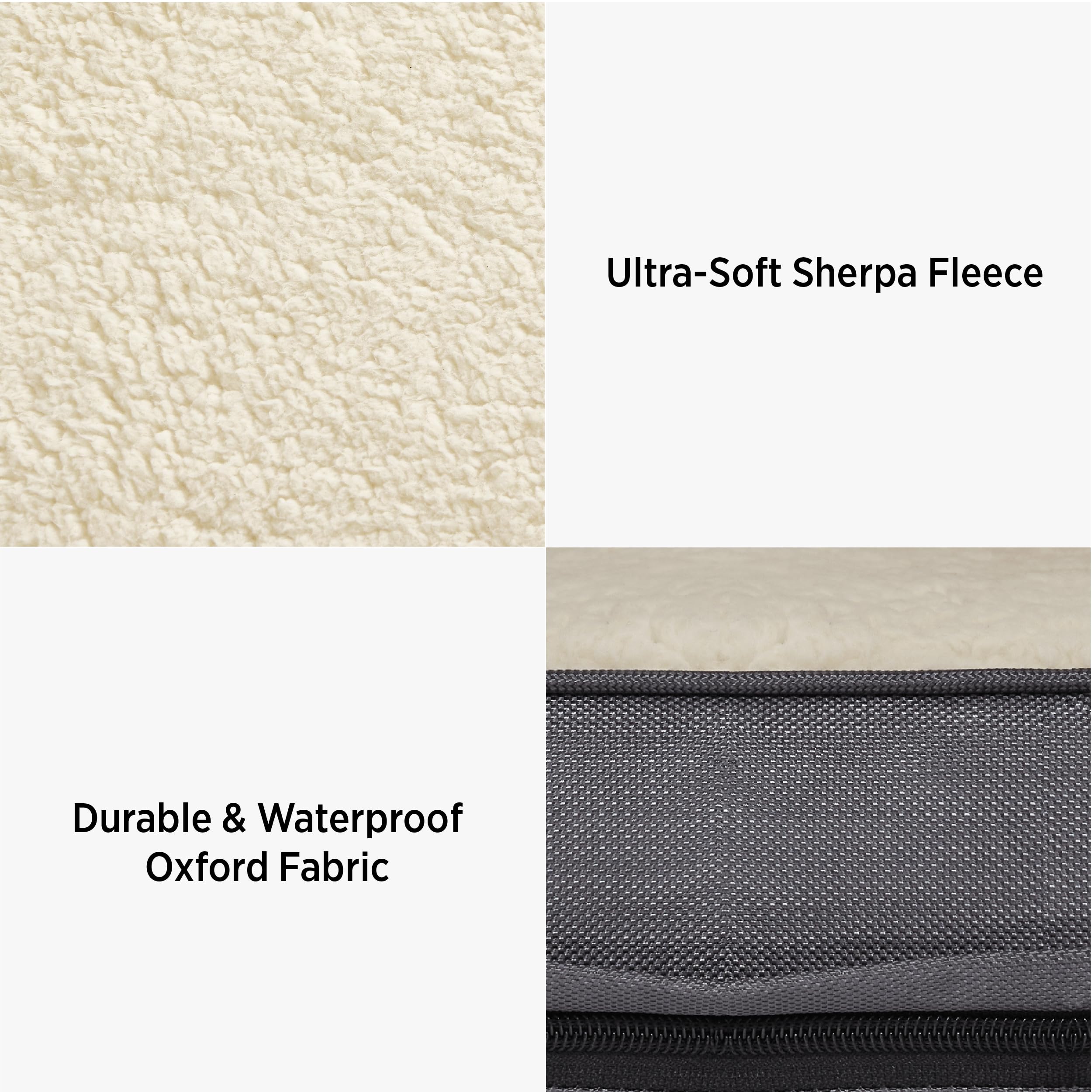 LE SURE XL dog bed cover grey texture closeup highlights easy-care material.