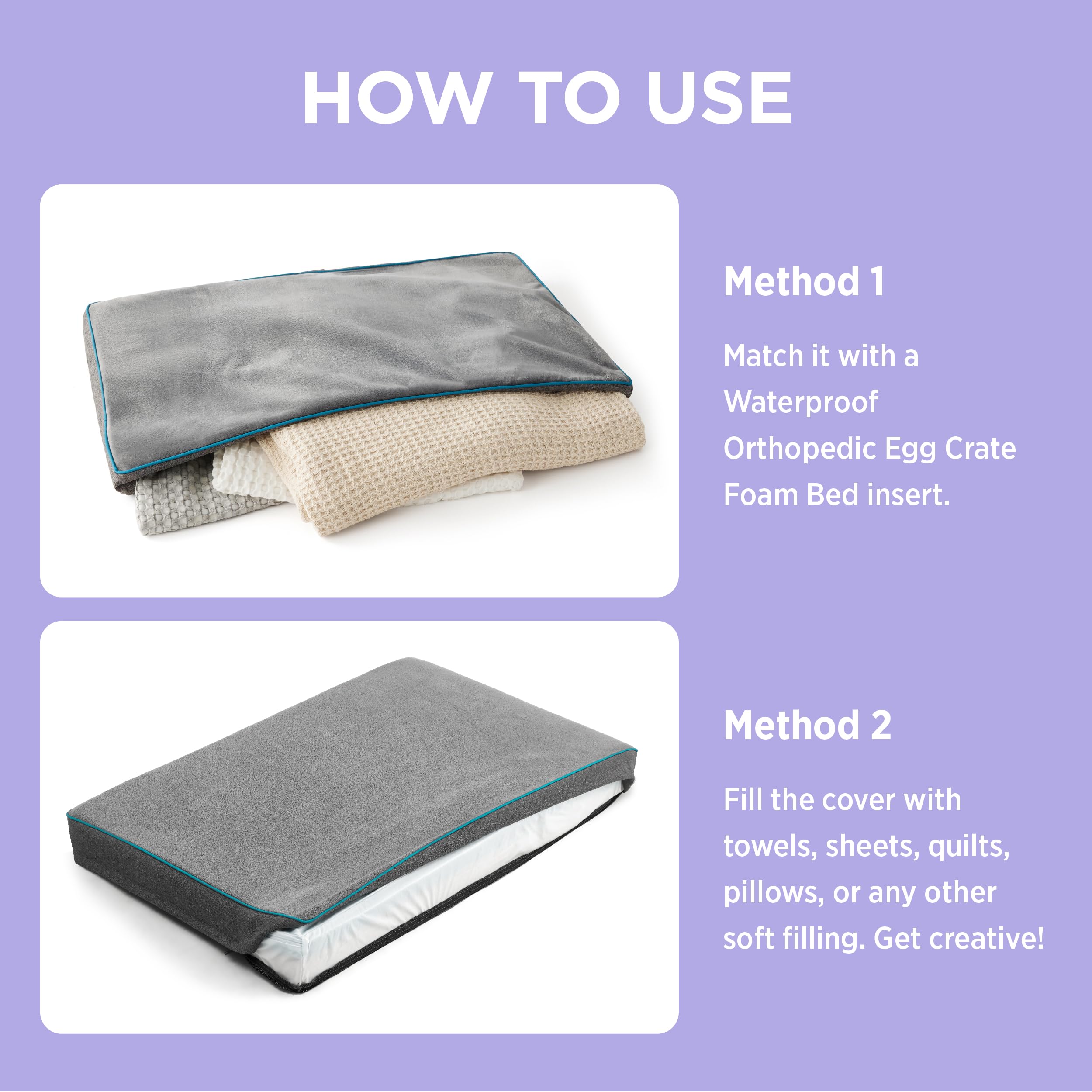 LE SURE XL dog bed cover grey durable stitching showcases long-lasting wear