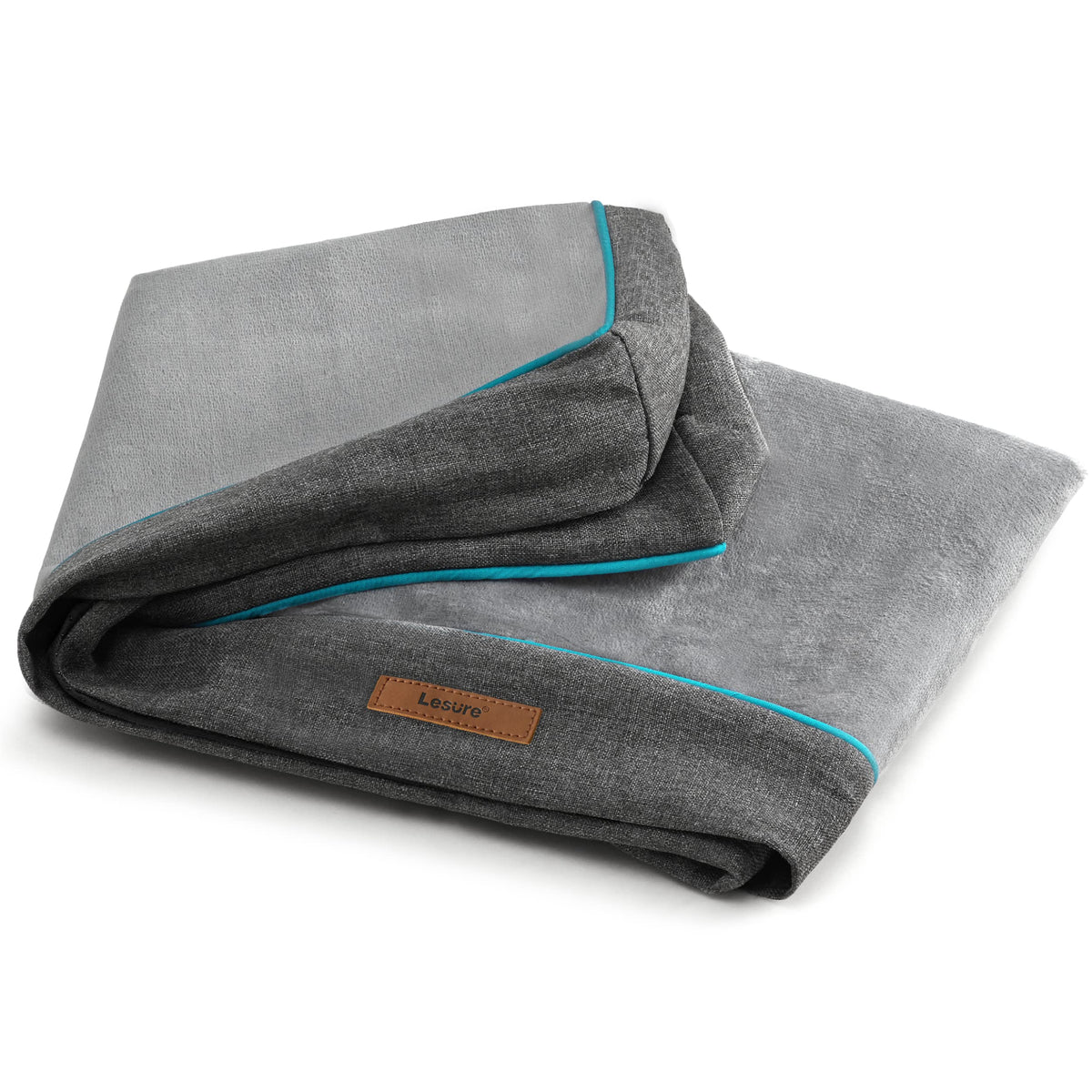 LE SURE XL dog bed cover grey front view shows waterproof protection for easy cleanup