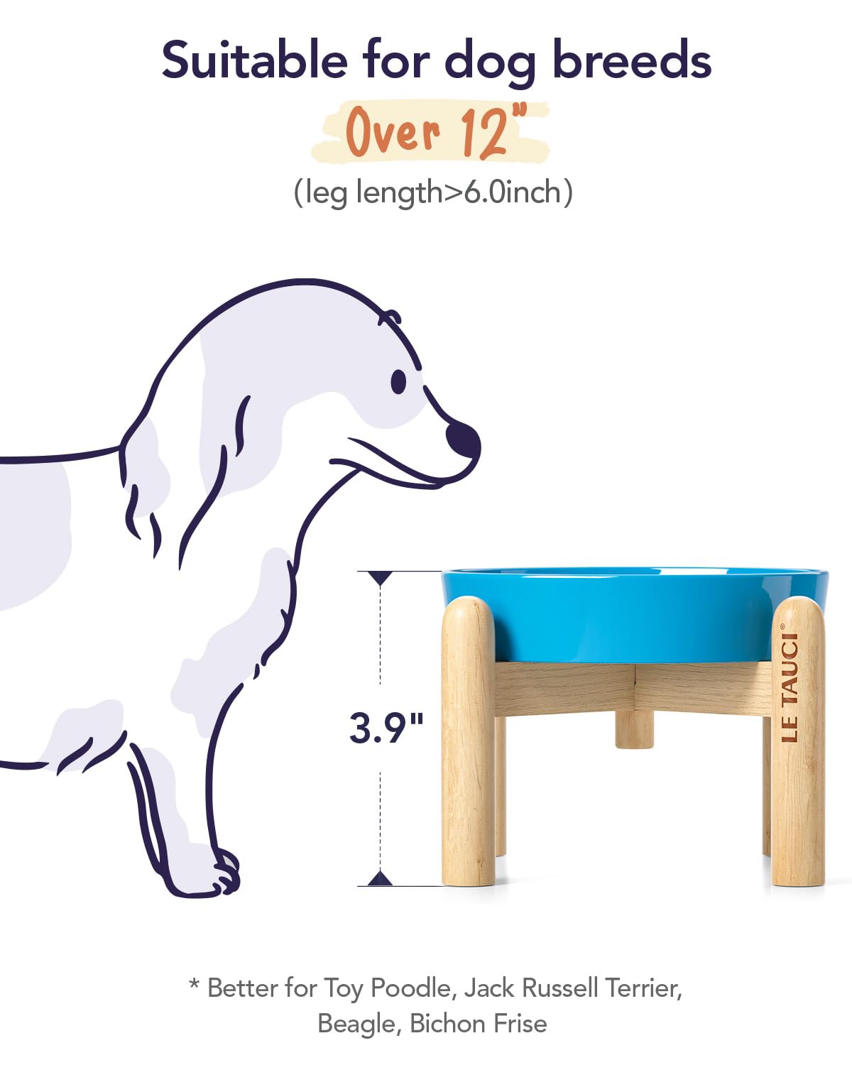 LE TAUCI ceramic slow-feed bowl blue dog eating promotes mindful meals
