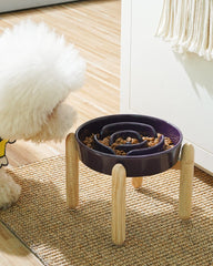 LE TAUCI ceramic slow-feed bowl with non-slip base reduces floor mess