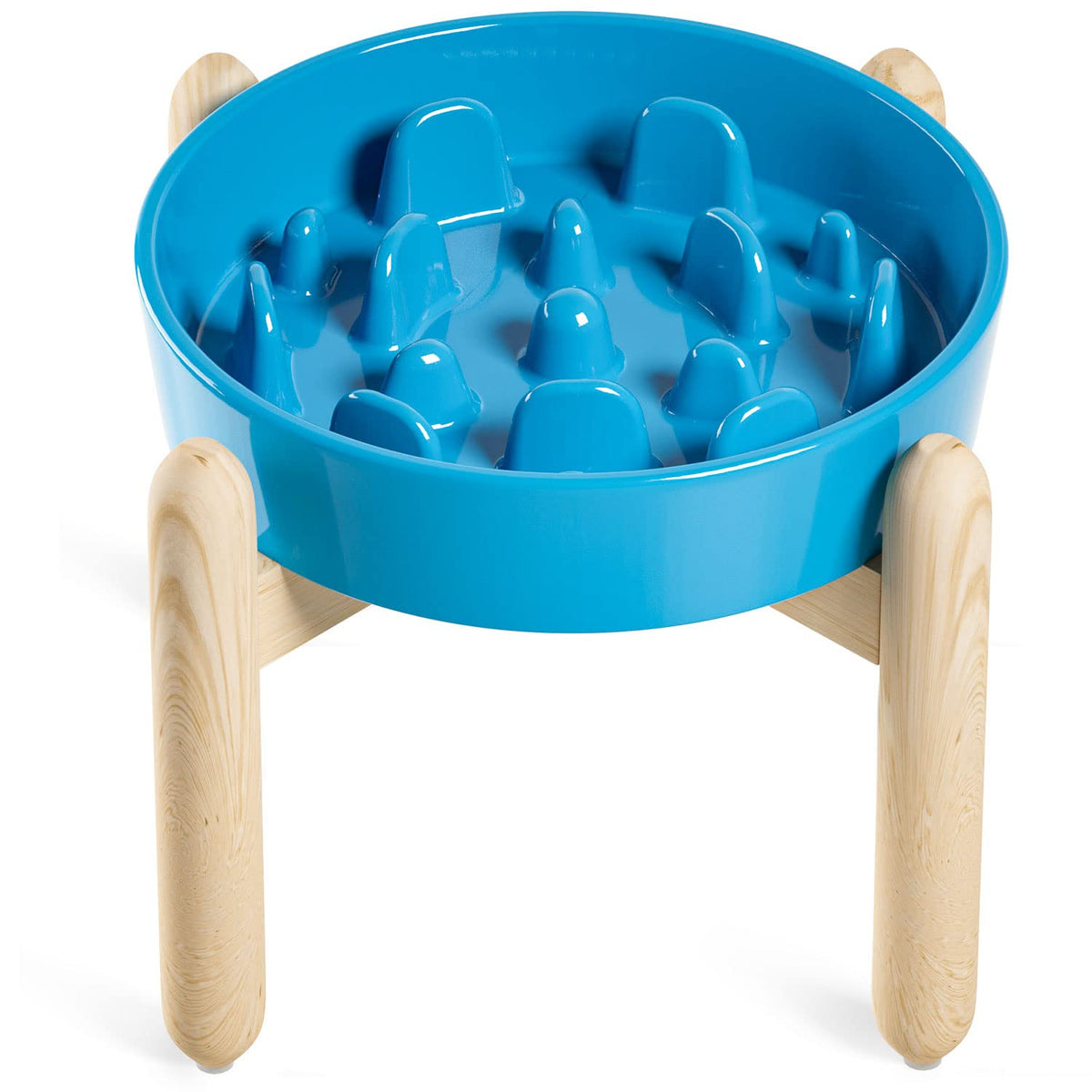 LE TAUCI ceramic slow feeder dog bowl in vortex blue designed to slow fast eaters