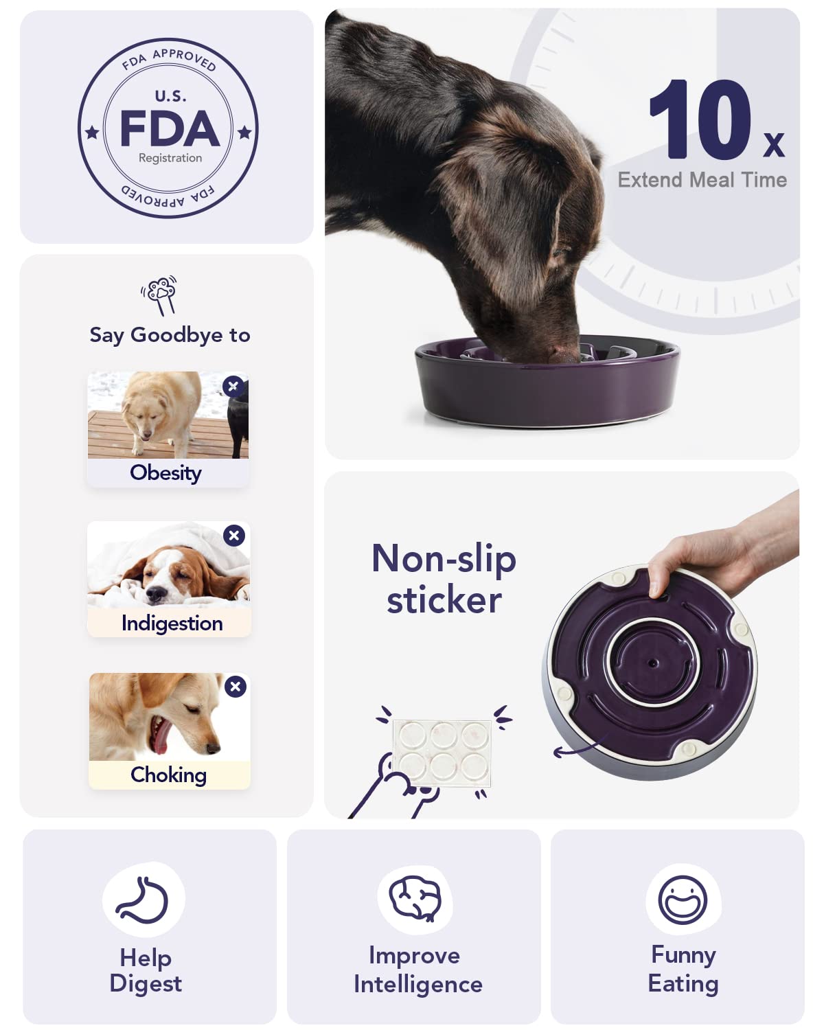 LE TAUCI non-slip-base bowl stays put for mess-free meals