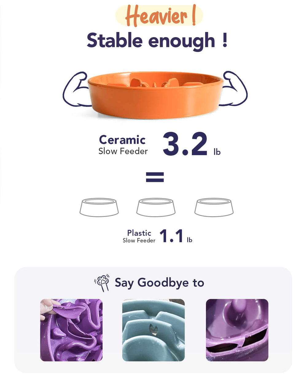 LE TAUCI elevated bowl with wooden stand and stable base during meals
