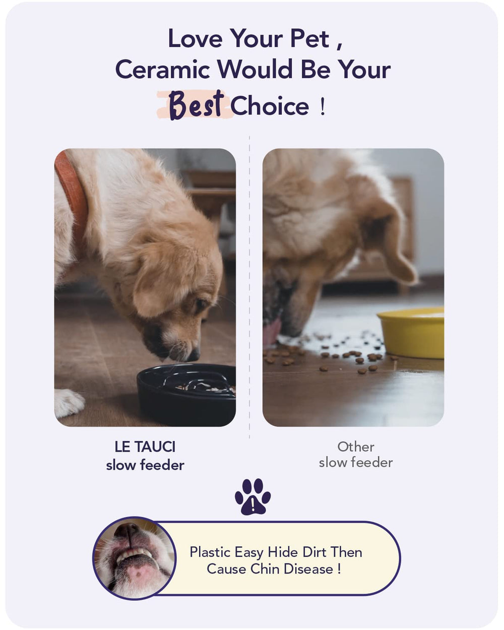 LE TAUCI non-slip base keeps the bowl steady during meals